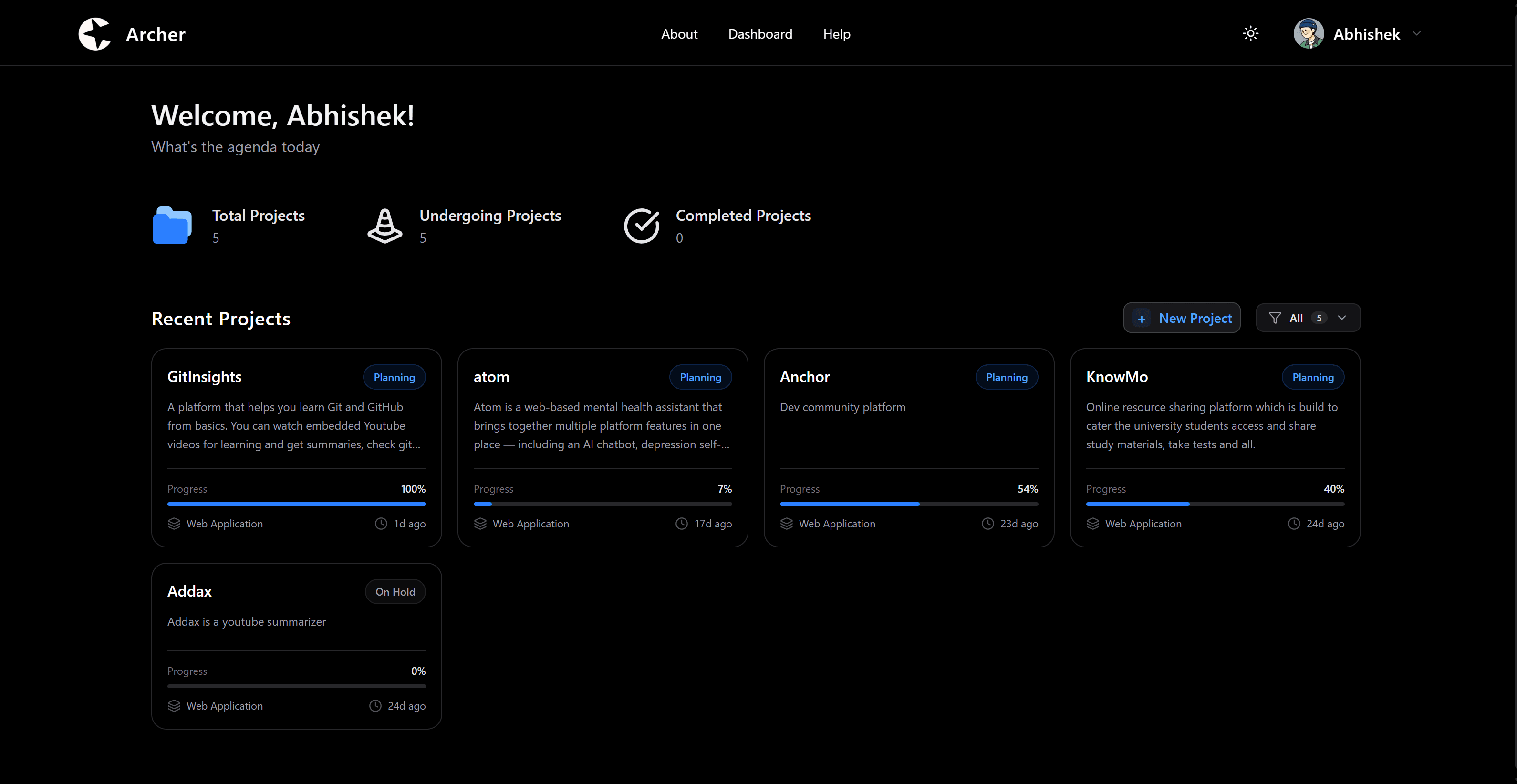Archer dashboard dark mode